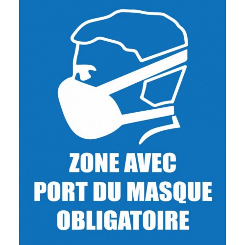 Autocollant sticker ZONE PORT DU MASQUE OBLIGATOIRE