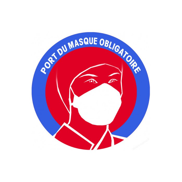 Autocolllant sticker rond PORT DU MASQUE OBLIGATOIRE
