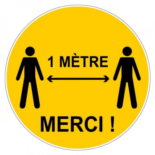 Sticker spécial sol -Distance 1 mètre merci - Decografix-jaune