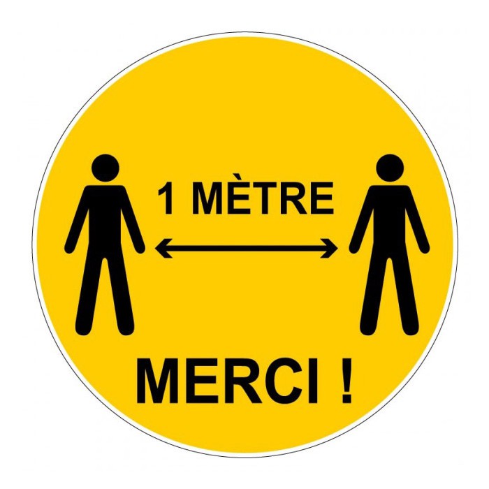 Sticker spécial sol -Distance 1 mètre merci - Decografix-jaune