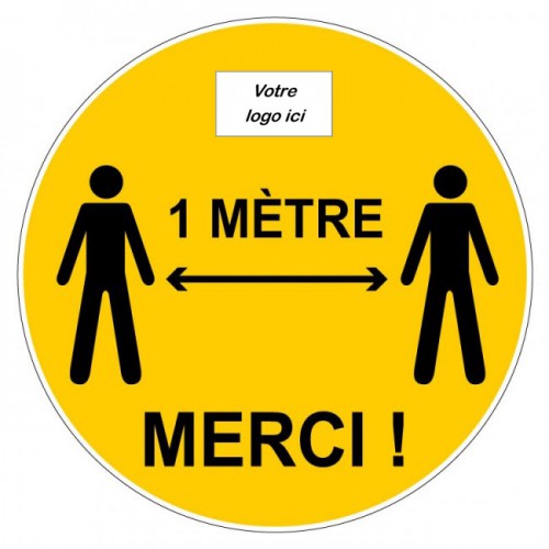 Sticker spécial sol -Distance 1 mètre merci - Decografix-jaune personnalisable