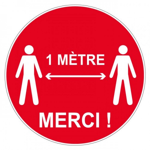 Sticker spécial sol -Distance 1 mètre merci - Decografix-Rouge