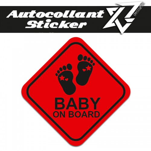 Autocollant sticker BABY ON BOARD ROUGE Decografix