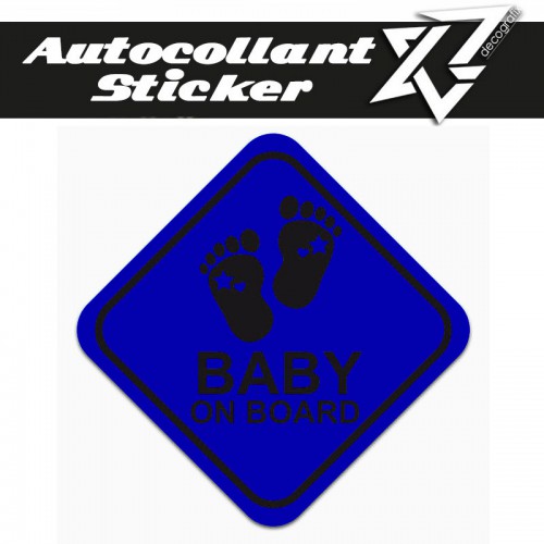 Autocollant sticker baby on board BLEU Decografix