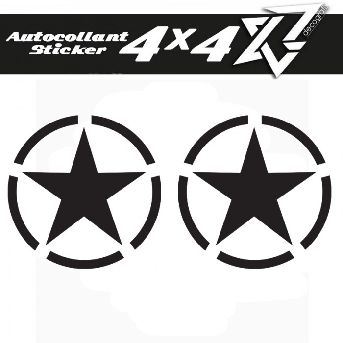 Kit Stickers 4×4 Etoile Star autocollants decografix Noir