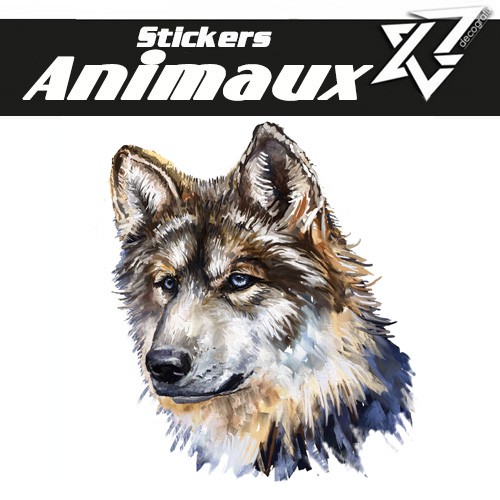 Sticker Autocollant loup coloré chasse decografix