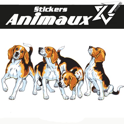 Sticker Autocollant Chiens de chasse Beagles Decografix