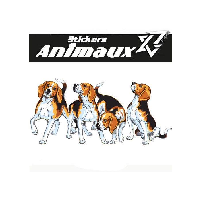 Sticker Autocollant Chiens de chasse Beagles Decografix