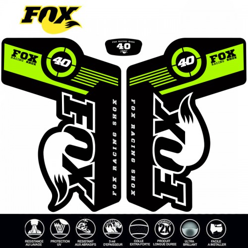 26 inch FOX 40 FORKS Decals Black/Green by Decografix