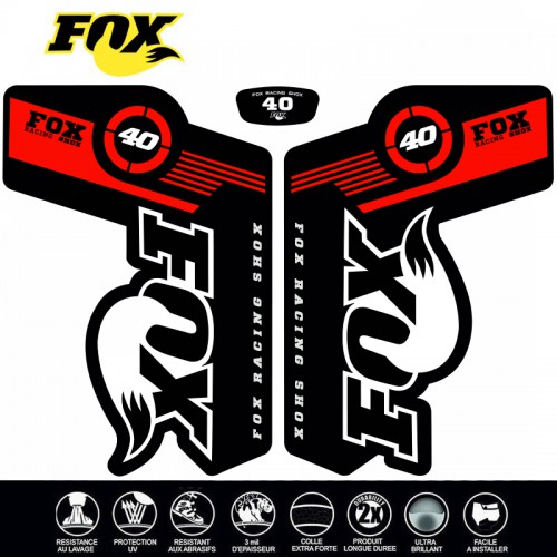 FOX 40 Gabel-Aufkleber rot von Decografix