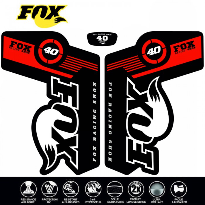 FOX 40 Gabel-Aufkleber rot von Decografix