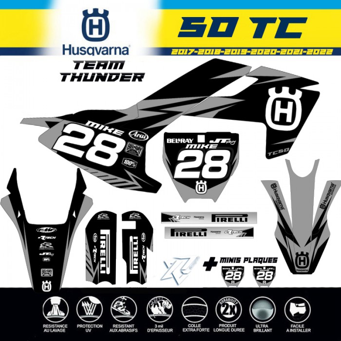 Kit deco TC50 Husqvarna TEAM THUNDER GRIS 2017-22