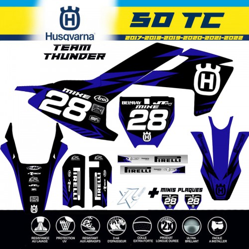 Kit deco TC50 Husqvarna TEAM THUNDER BLEU 2017-22