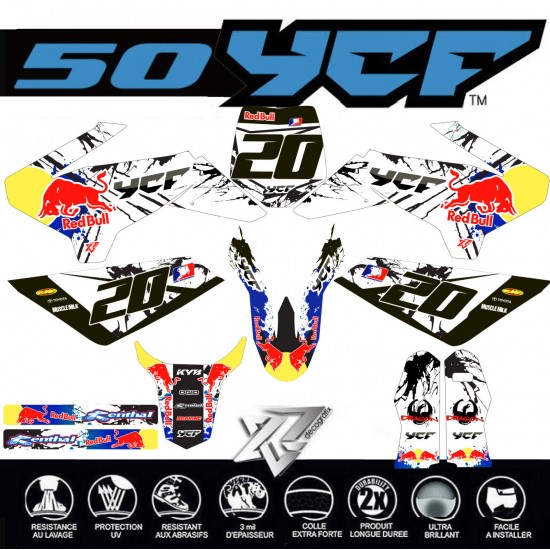 Motorrad-Dekor YCF50 REDBULL DIRTY Grafik kit für YCF 50 2021-2022