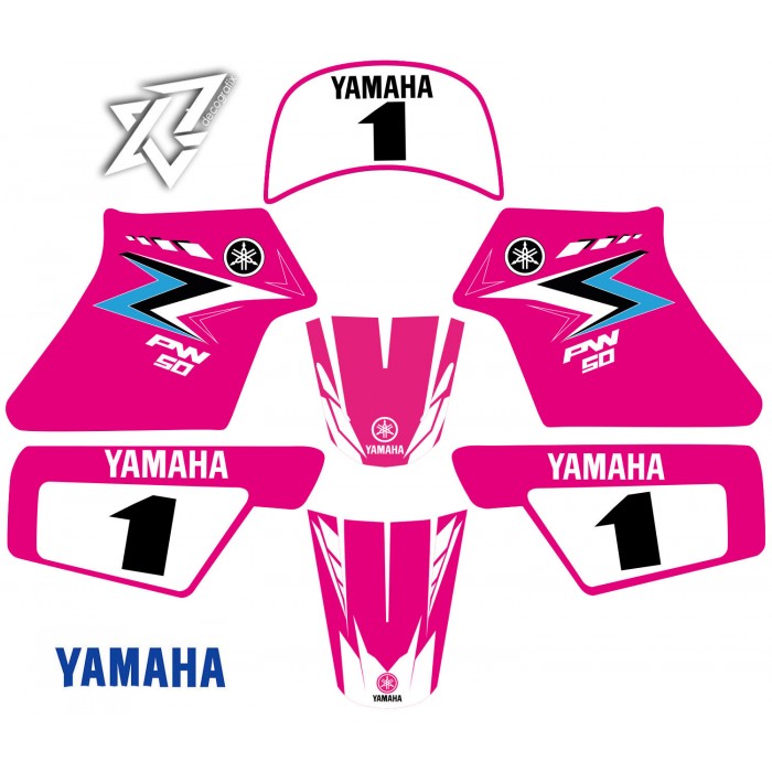Sticker kit deco fille ROSE PINK moto cross Yamaha PW50 PW 50 Haute resistance 