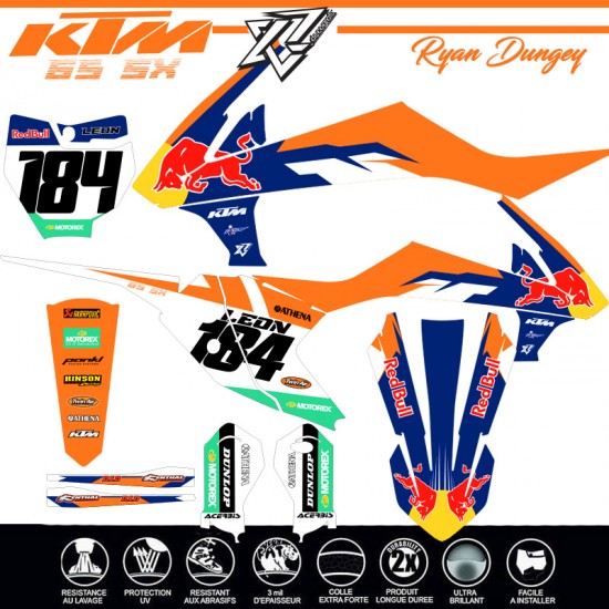 Deko-Set KTM 65SX DUNGEY typ grafik kit für 65 SX 2016-2023 von Decografix