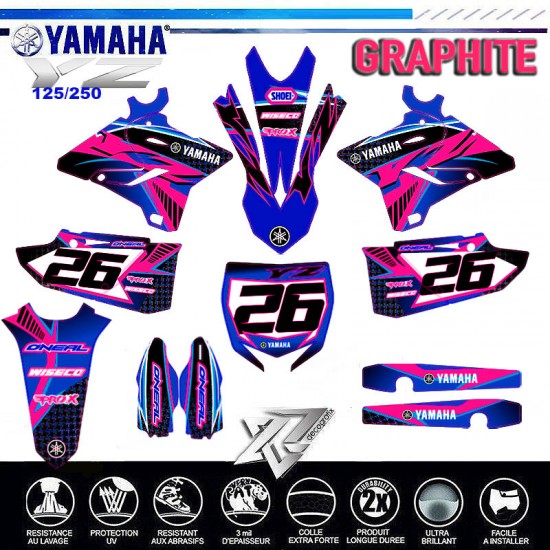 Dekorationsset für Motorradaufkleber YAMAHA YZ 125 2015-2017 GRAPHIT von Decografix.